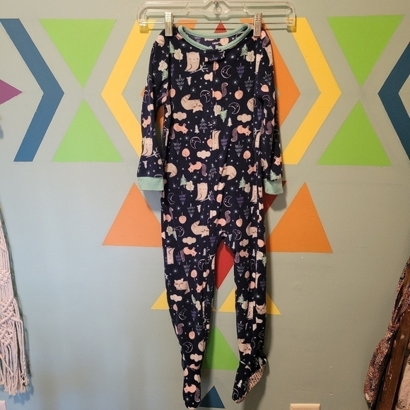 Carter's Girl's Footie Pajamas Blue Winter Wonderland Side Zip Size 4T - Picture 1 of 7